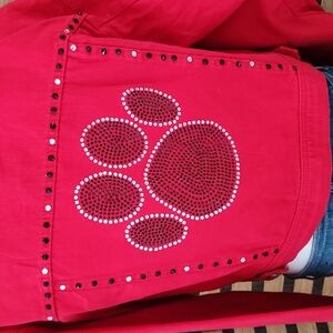 NWT!! Dog Paw jean jacket rhinestone custom made